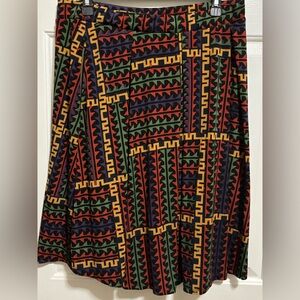LuLaRoe Multicolor Geometric Circle Skirt in Black, Red, Green, Purple, Yellow